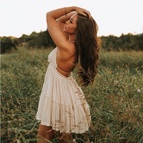 New Cream Tiered Gypsy Summer Boho Mini Dress - Picture 1 of 7